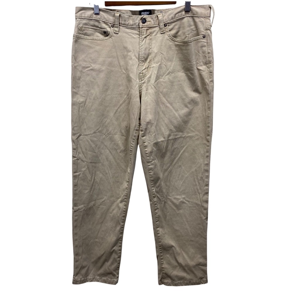 Lands' End Chino Pants Mens 35 (35x29) Khaki Traditional Fit Cotton Stretch
